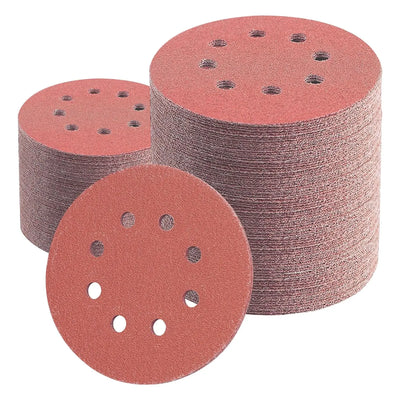 An image of a   150-piece Sanding Discs Set - 5-Inch 8-Hole Sandpaper 10 Grades Include 60, 80, 100, 120, 150,180, 240, Grits for Random Orbital Sander by LONGTERM house floor