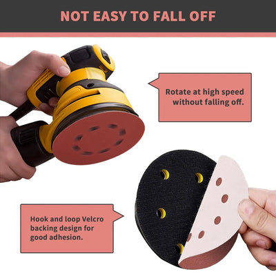 An image of a   150-piece Sanding Discs Set - 5-Inch 8-Hole Sandpaper 10 Grades Include 60, 80, 100, 120, 150,180, 240, Grits for Random Orbital Sander by LONGTERM house floor