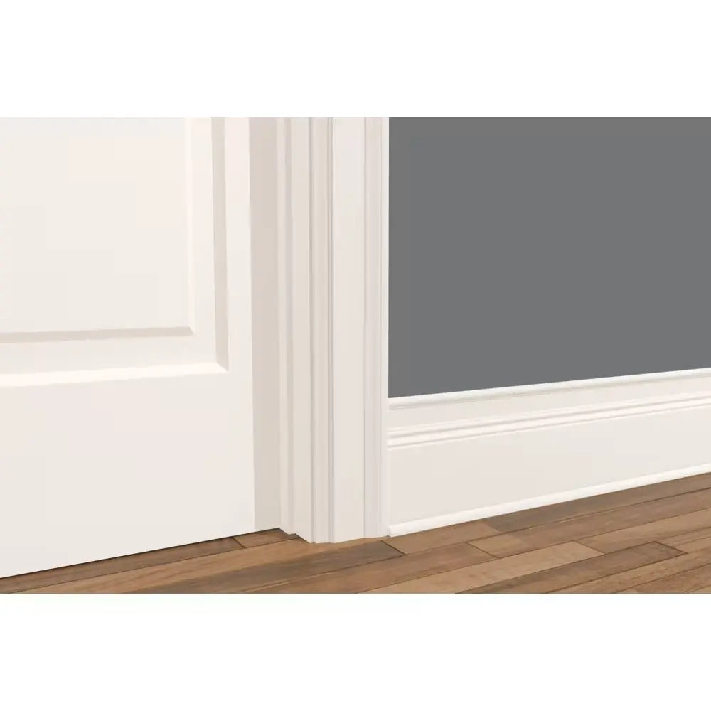 An image of a   Alexandria Moulding 7/16 In. x 11/16 In. x (16ft max) Primed Finger Jointed Pine Base Shoe. (Price per linear foot) by LONGTERM house floor