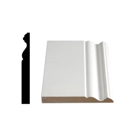 An image of a   Alexandria Moulding 5/8-inch x 5 9/16-inch Colonial Primed Fibreboard Baseboard Moulding by LONGTERM house floor