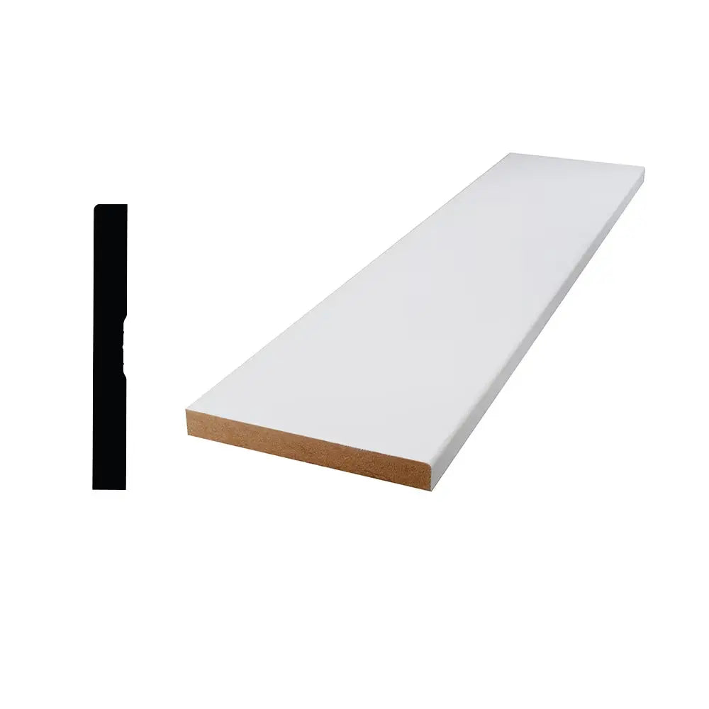 An image of a   Moulding-1/2 In. x 4 In. MDF Primed Fibreboard-Baseboard Moulding by LONGTERM house floor