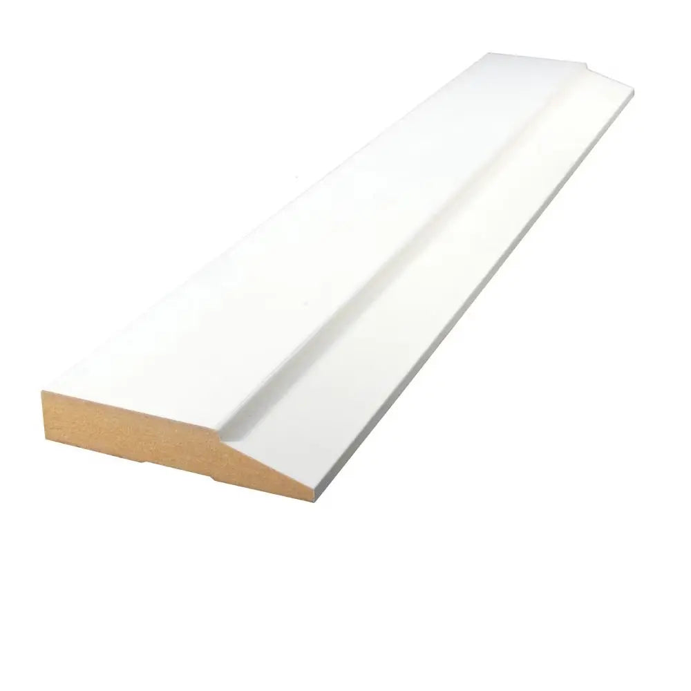 An image of a   Alexandria Moulding 11/16-inch x 3 1/2-inch MDF Primed Fibreboard Baseboard Moulding by LONGTERM house floor