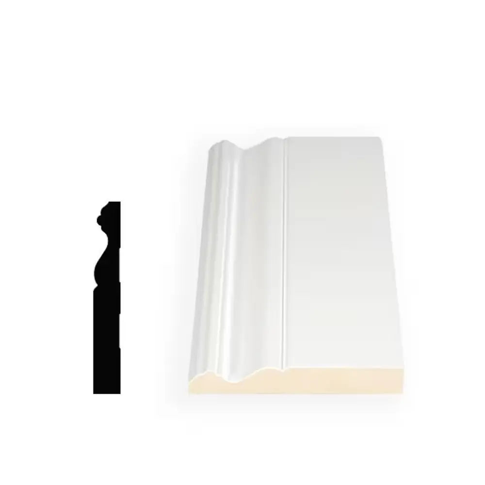 An image of a   Alexandria Moulding 11/16-inch x 4 3/4-inch x 96-inch Colonial MDF Primed Baseboard Moulding by LONGTERM house floor