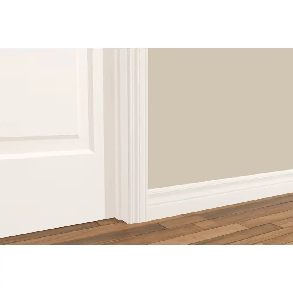 An image of a   Moulding-1/2 In. x 4 1/8 In. x (14ft max) Colonial MDF Primed-Baseboard Moulding by LONGTERM house floor