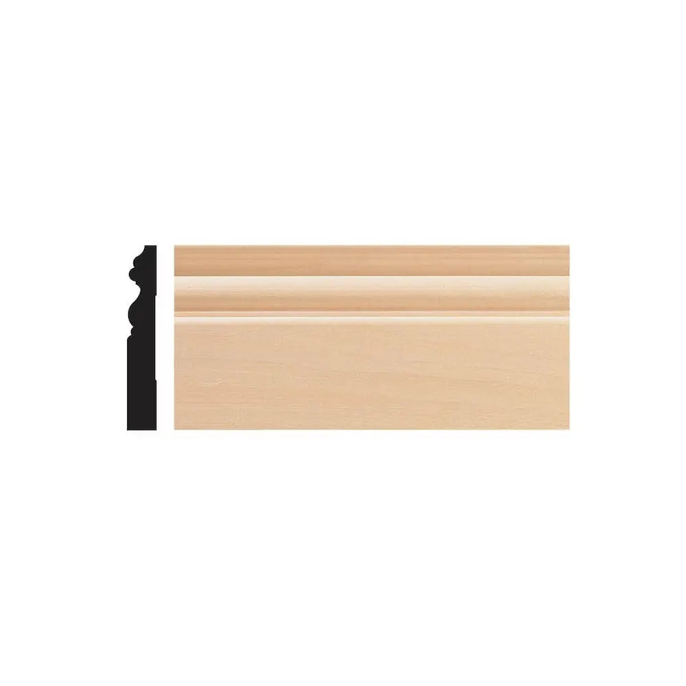 An image of a   Alexandria Moulding 5/8-inch x 4-inch x 8-inch Unfinished Paintable Stainable Basswood Baseboard in Tan by LONGTERM house floor