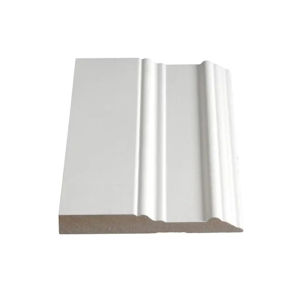 An image of a   Alexandria Moulding 5/8-inch x 5-inch MDF Primed Fibreboard Baseboard Moulding by LONGTERM house floor