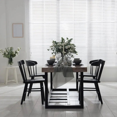 An image of a   Aluminum Venetian Blinds Cordless Motorized with Screw by LONGTERM house floor