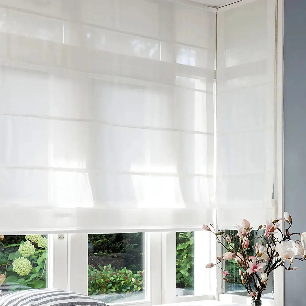 An image of a   Fabric Roman Shades Blinds Codeless Lift by LONGTERM house floor