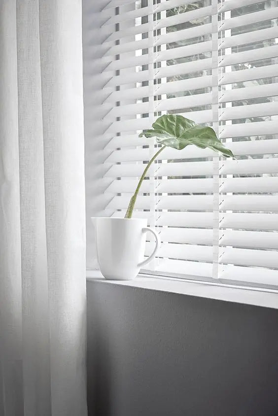 An image of a   Faux Wood Blinds Bead Chain by LONGTERM house floor