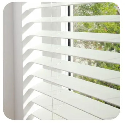 An image of a   Faux Wood Blinds Solar-Powered Cordless Motorized by LONGTERM house floor