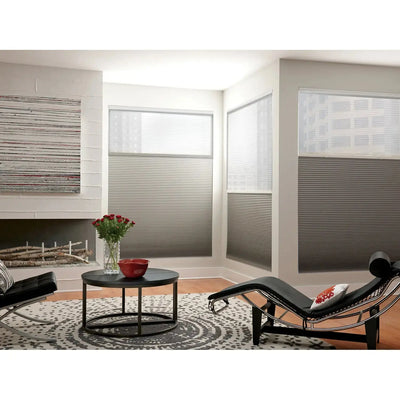 An image of a   Motorized Light-Filtering Honeycomb Cellular Shades by LONGTERM house floor