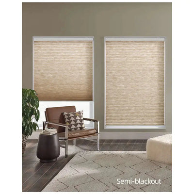 An image of a   Motorized Light-Filtering Honeycomb Cellular Shades by LONGTERM house floor
