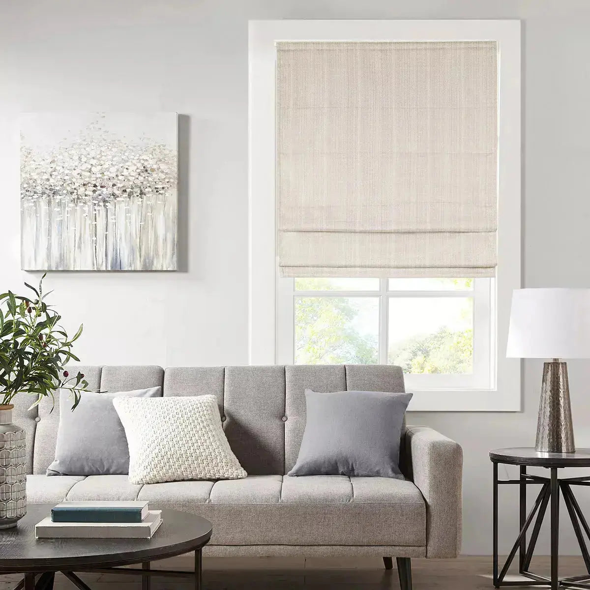 An image of a   Motorized Light-Filtering UV Protection Roman Shades(VO) (Copy) by LONGTERM house floor