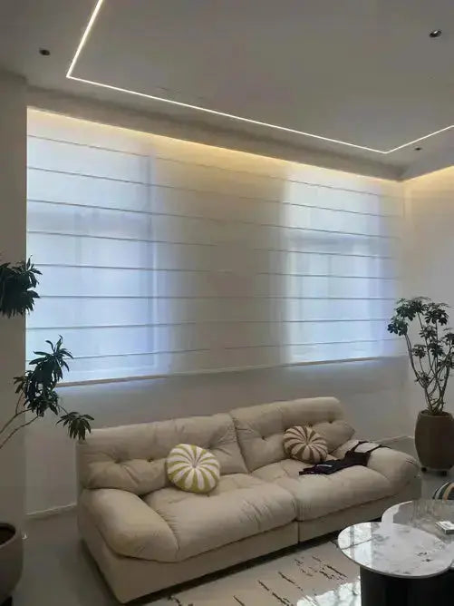An image of a   Motorized Light-Filtering UV Protection Roman Shades(VO) (Copy) by LONGTERM house floor
