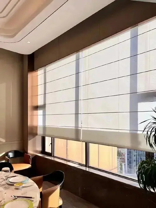 An image of a   Motorized Light-Filtering UV Protection Roman Shades(VO) (Copy) by LONGTERM house floor