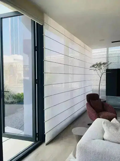 An image of a   Motorized Light-Filtering UV Protection Roman Shades(VO) (Copy) by LONGTERM house floor