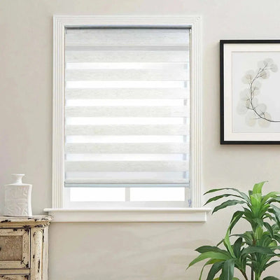 An image of a   Motorized Light-Filtering UV Protection Zebra Shades(VO) by LONGTERM house floor