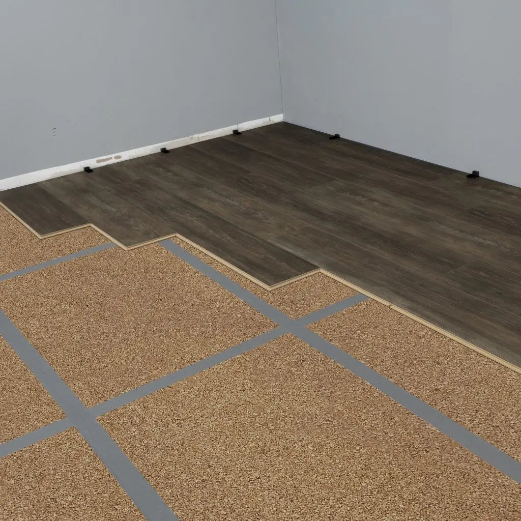 An image of a   Natural Cork Underlayment Sheets-6MM by LONGTERM house floor