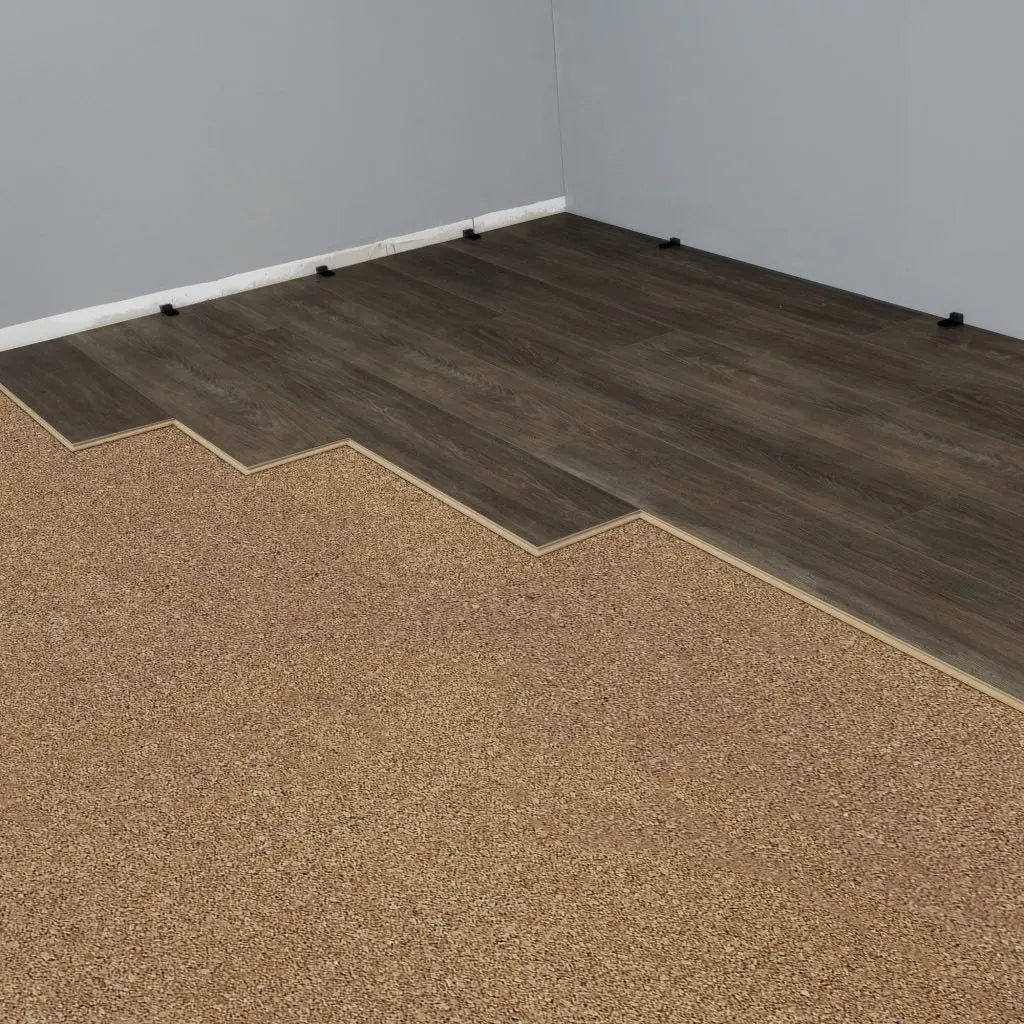 An image of a   Rolled Cork Underlayment-6MM-100SF/Roll by LONGTERM house floor
