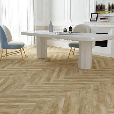 An image of a   [Sample]Athens Collection SPC Flooring Herringbone Cornsilk by LONGTERM house floor