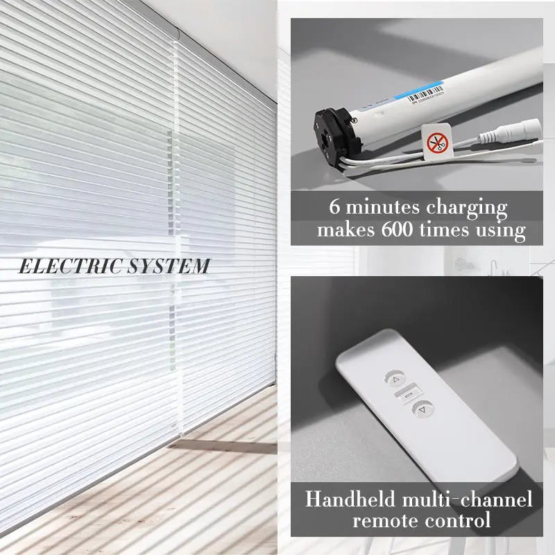 An image of a   Shangri-la Shades Blinds Codeless Motorized Lift by LONGTERM house floor