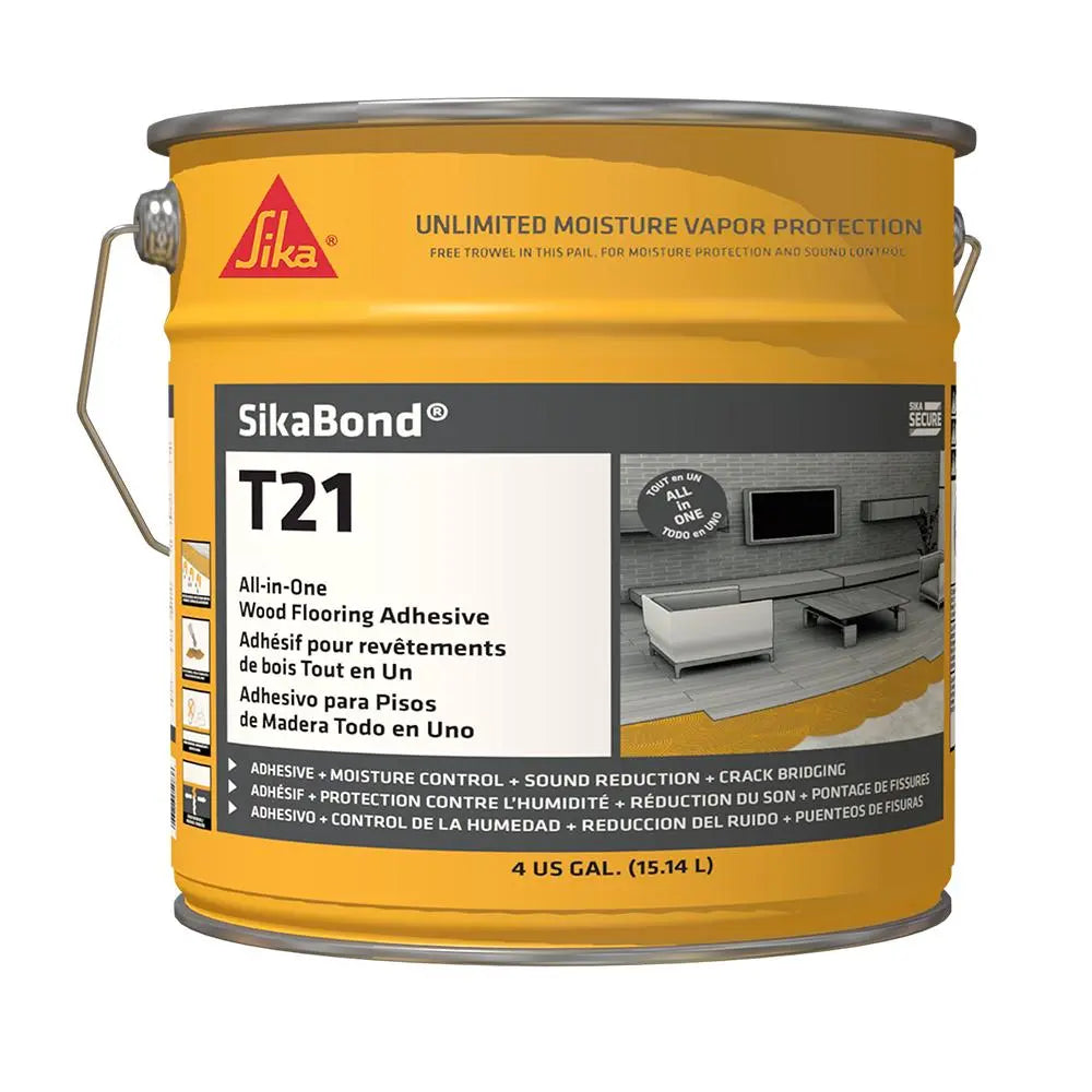 An image of a   Sika Sikabond T21, 15.14L, Wood Flooring Adhesive, Moisture and Sound Reduction by LONGTERM house floor