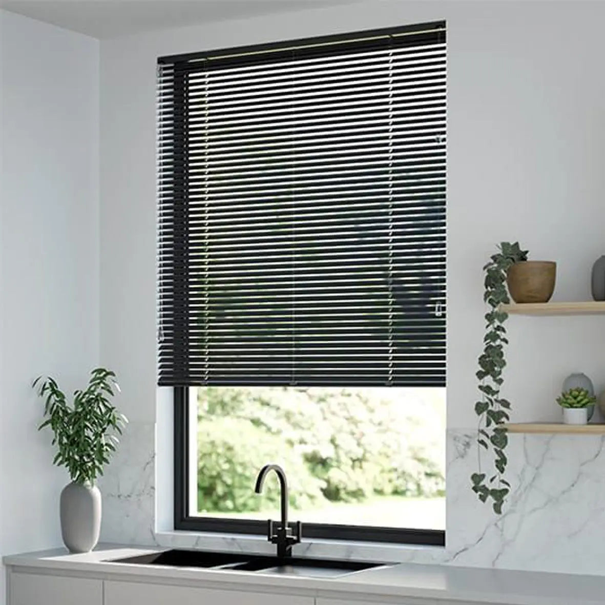 An image of a   Smart Aluminum Venetian Blinds Cordless Motorized with Screw by LONGTERM house floor