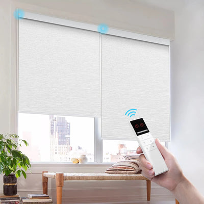 An image of a   Smart Motorized Blackout Cordless Lift Solar-Powered Roller Shades Blinds  (VO) by LONGTERM house floor