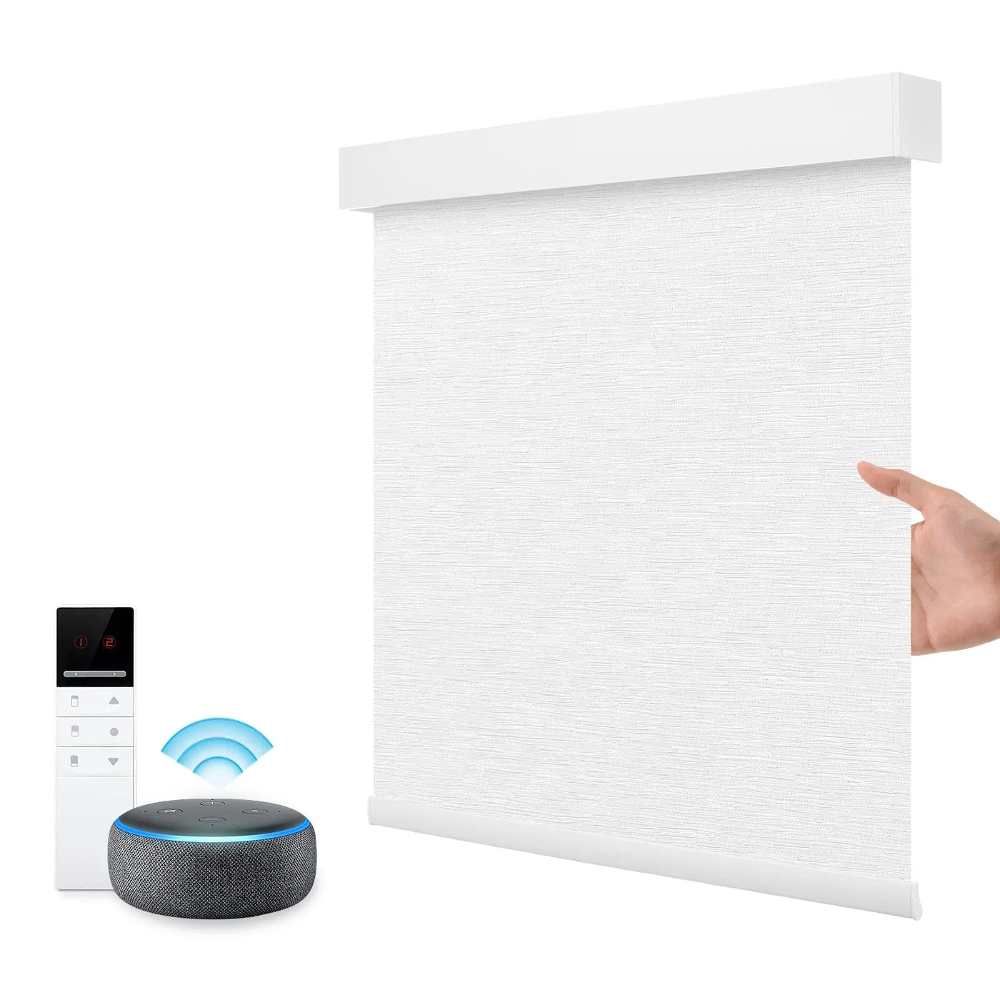 An image of a   Smart Motorized Blackout Cordless Lift Solar-Powered Roller Shades Blinds  (VO) by LONGTERM house floor
