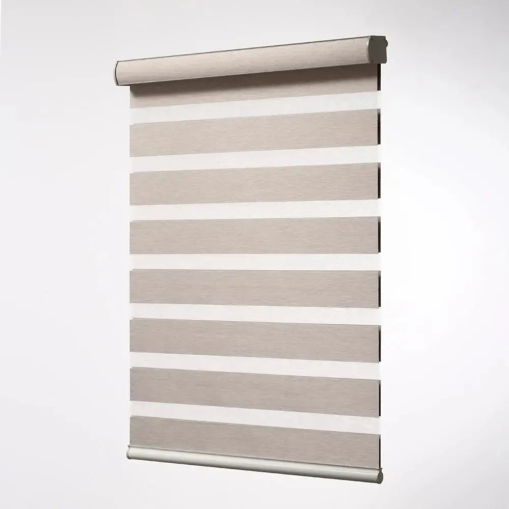 An image of a   Smart Motorized Lift Solar-Powered Fabric Zebra Shades Blinds by LONGTERM house floor