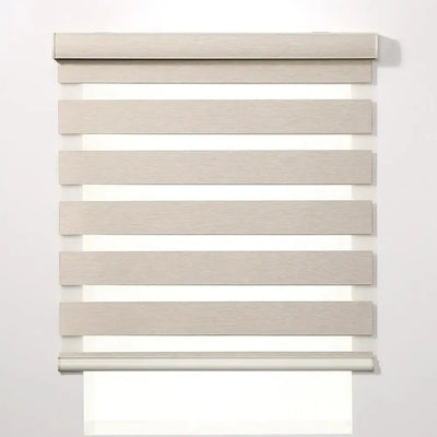 An image of a   Smart Motorized Lift Solar-Powered Fabric Zebra Shades Blinds by LONGTERM house floor