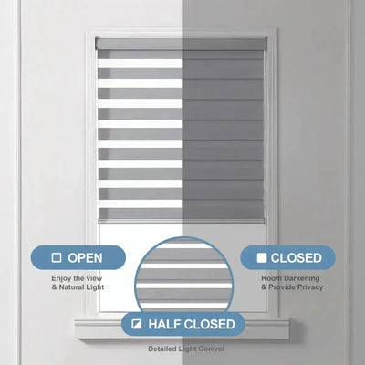 An image of a   Smart Motorized Lift Solar-Powered Fabric Zebra Shades Blinds by LONGTERM house floor