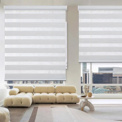 An image of a   Zebra Fabric Blinds Code Loop Manual with Wand Stick by LONGTERM house floor